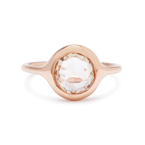 carved ring - pink round rose cut